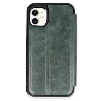Lopard İphone 11 Kılıf Flip Cover - Koyu Yeşil