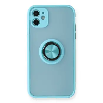 Lopard İphone 11 Kılıf Montreal Yüzüklü Silikon Kapak - Buz Mavi