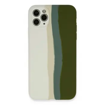 Lopard İphone 11 Pro Kılıf Ebruli Lansman Silikon - Beyaz-yeşil