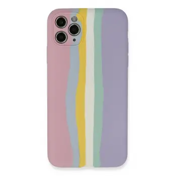 Lopard İphone 11 Pro Kılıf Ebruli Lansman Silikon - Pembe-lila