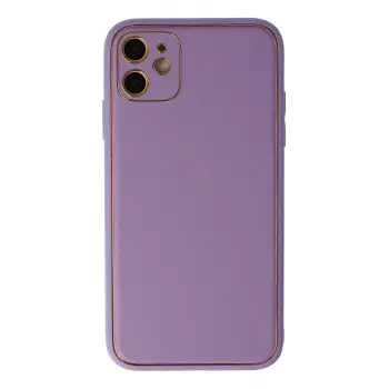 Lopard İphone 12 Kılıf Coco Deri Silikon Kapak - Lila