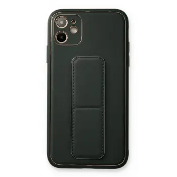 Lopard İphone 12 Kılıf Coco Deri Standlı Kapak - Füme