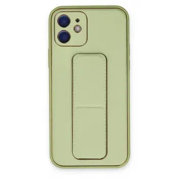 Lopard İphone 12 Kılıf Coco Deri Standlı Kapak - Su Yeşili