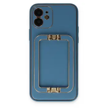 Lopard İphone 12 Kılıf Coco Elit Kapak - Mavi