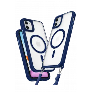 Lopard İphone 12 Kılıf Enka Magsafe Silikon Kılıf - Lacivert