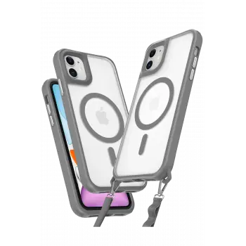 Lopard İphone 12 Kılıf Enka Magsafe Silikon Kılıf - Titan Gri