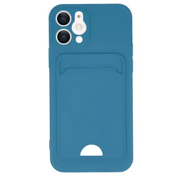 Lopard İphone 12 Kılıf Kelvin Kartvizitli Silikon - Mavi