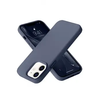 Lopard İphone 12 Kılıf Nano İçi Kadife Silikon - Lacivert