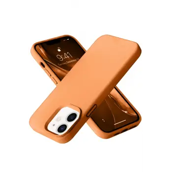 Lopard İphone 12 Kılıf Nano İçi Kadife Silikon - Turuncu