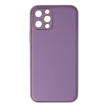 Lopard İphone 12 Pro Kılıf Coco Deri Silikon Kapak - Lila