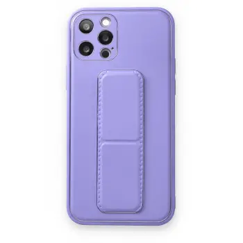 Lopard İphone 12 Pro Kılıf Coco Deri Standlı Kapak - Koyu Lila