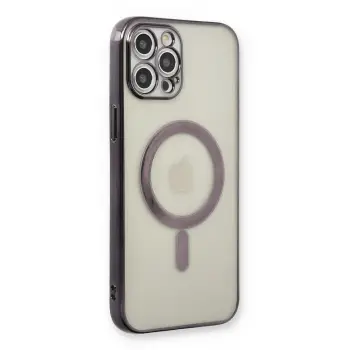 Lopard İphone 12 Pro Kılıf Magneticsafe Lazer Silikon - Siyah