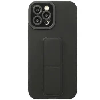 Lopard İphone 12 Pro Kılıf Mega Standlı Silikon - Siyah