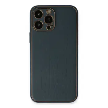 Lopard İphone 13 Pro Kılıf Coco Deri Silikon Kapak - Mavi