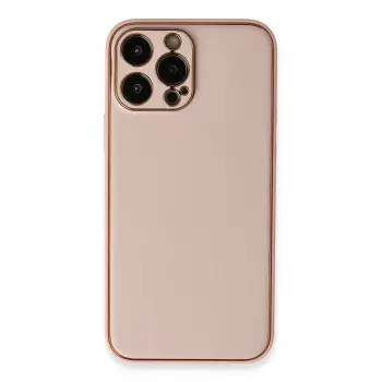 Lopard İphone 13 Pro Kılıf Coco Deri Silikon Kapak - Pembe