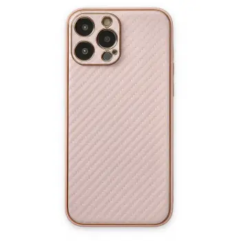 Lopard İphone 13 Pro Kılıf Coco Karbon Silikon - Pembe