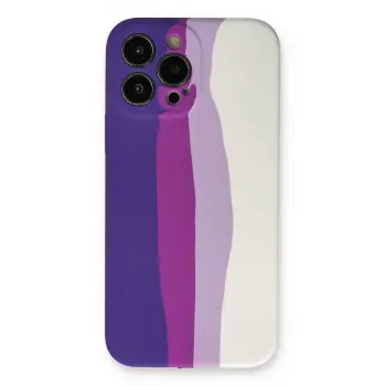 Lopard İphone 13 Pro Kılıf Ebruli Lansman Silikon - Mor-beyaz