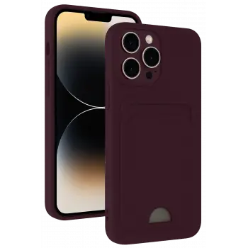 Lopard İphone 13 Pro Kılıf Kelvin Kartvizitli Silikon - Derin Mor