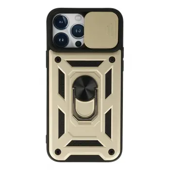 Lopard İphone 13 Pro Kılıf Pars Lens Yüzüklü Silikon - Gold