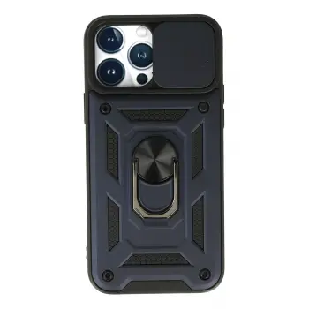 Lopard İphone 13 Pro Kılıf Pars Lens Yüzüklü Silikon - Lacivert