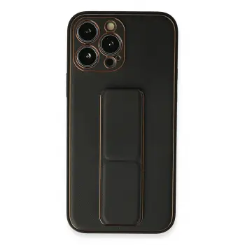 Lopard İphone 13 Pro Max Kılıf Coco Deri Standlı Kapak - Siyah