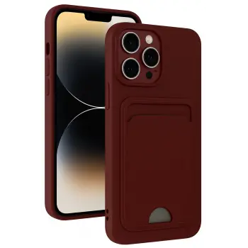 Lopard İphone 13 Pro Max Kılıf Kelvin Kartvizitli Silikon - Bordo