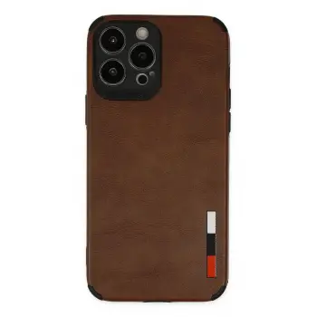 Lopard İphone 13 Pro Max Kılıf Loop Deri Silikon - Kahverengi
