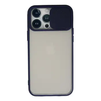 Lopard İphone 13 Pro Max Kılıf Palm Buzlu Kamera Sürgülü Silikon - Lacivert