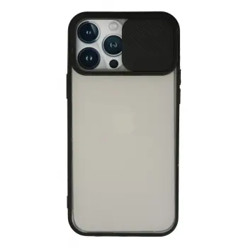 Lopard İphone 13 Pro Max Kılıf Palm Buzlu Kamera Sürgülü Silikon - Siyah