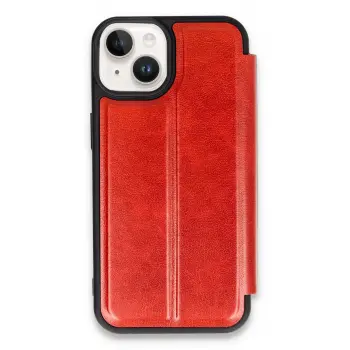 Lopard İphone 14 Kılıf Flip Cover - Kırmızı