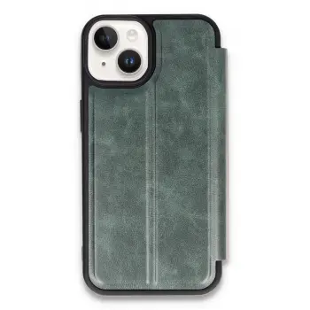 Lopard İphone 14 Kılıf Flip Cover - Koyu Yeşil