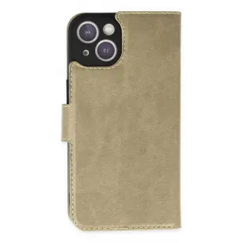 Lopard İphone 14 Kılıf Trend S Plus Kapaklı Kılıf - Gold