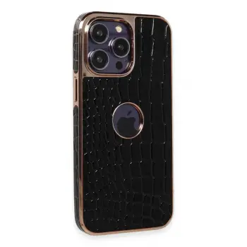 Lopard İphone 14 Pro Max Kılıf Snake Kapak - Siyah