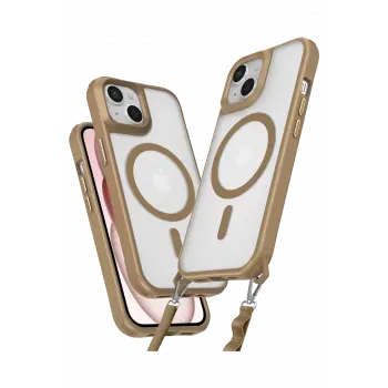 Lopard İphone 15 Kılıf Enka Magsafe Silikon Kılıf - Desert