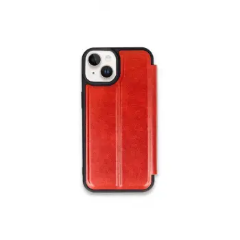 Lopard İphone 15 Kılıf Flip Cover - Kırmızı