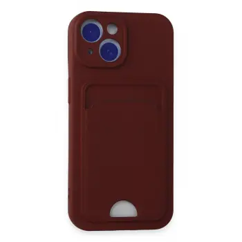 Lopard İphone 15 Kılıf Kelvin Kartvizitli Silikon - Bordo