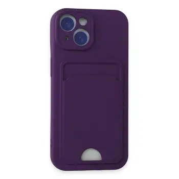 Lopard İphone 15 Kılıf Kelvin Kartvizitli Silikon - Derin Mor