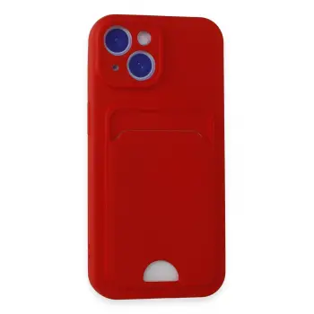 Lopard İphone 15 Kılıf Kelvin Kartvizitli Silikon - Kırmızı
