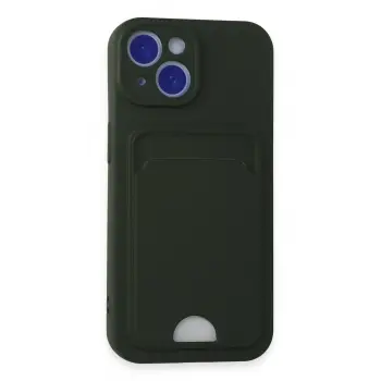 Lopard İphone 15 Kılıf Kelvin Kartvizitli Silikon - Koyu Yeşil