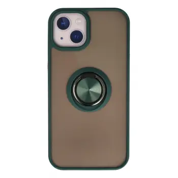 Lopard İphone 15 Kılıf Montreal Yüzüklü Silikon Kapak - Yeşil