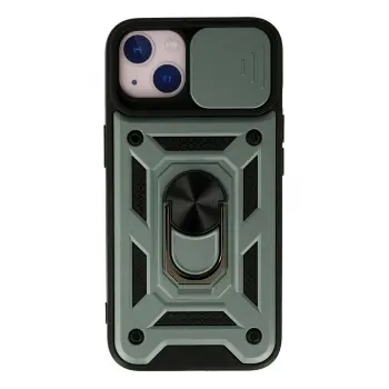 Lopard İphone 15 Kılıf Pars Lens Yüzüklü Silikon - Yeşil