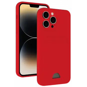 Lopard İphone 15 Pro Kılıf Kelvin Kartvizitli Silikon - Kırmızı