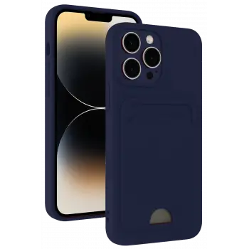 Lopard İphone 15 Pro Kılıf Kelvin Kartvizitli Silikon - Lacivert