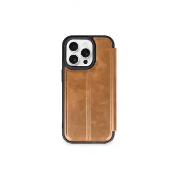 Lopard İphone 15 Pro Max Kılıf Flip Cover - Taba