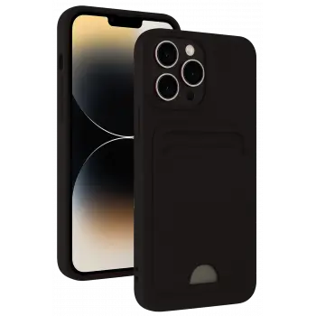 Lopard İphone 15 Pro Max Kılıf Kelvin Kartvizitli Silikon - Siyah