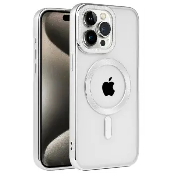 Lopard İphone 15 Pro Max Kılıf Kronos Magsafe Kapak - Gümüş