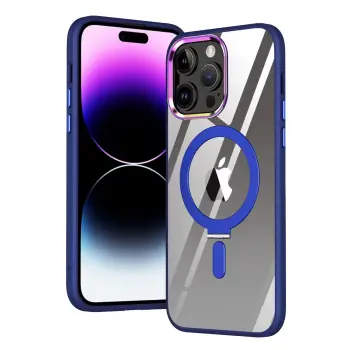 Lopard İphone 15 Pro Max Kılıf Mudo Magneticsafe Standlı Kapak - Lacivert