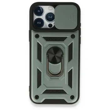 Lopard İphone 15 Pro Max Kılıf Pars Lens Yüzüklü Silikon - Yeşil