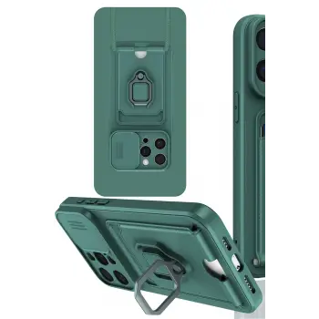 Lopard İphone 15 Pro Max Kılıf Zuma Kartvizitli Yüzüklü Silikon - Yeşil