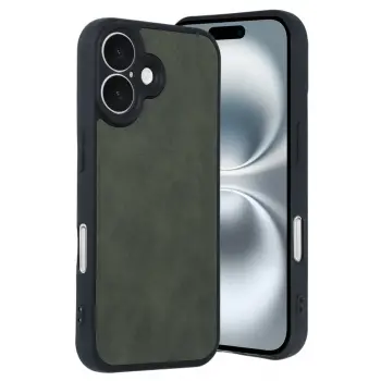 Lopard İphone 16 Kılıf Aras Deri Kapak - Koyu Yeşil